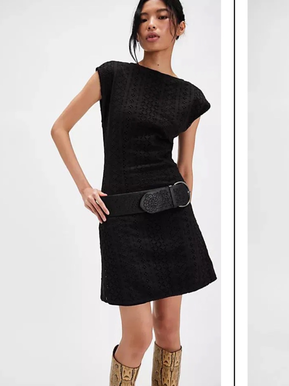 Free People Remember Me Mini Dress Black Eyelet Shift Dress Boho Women’s S NWOT